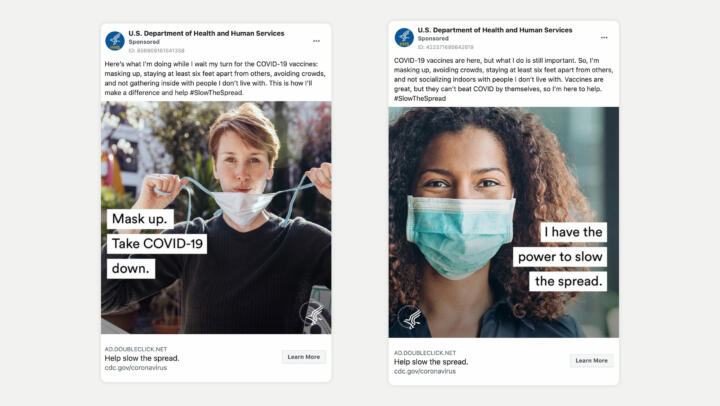 A screenshot of two sponsored posts made by the DHHS seen by our panelists